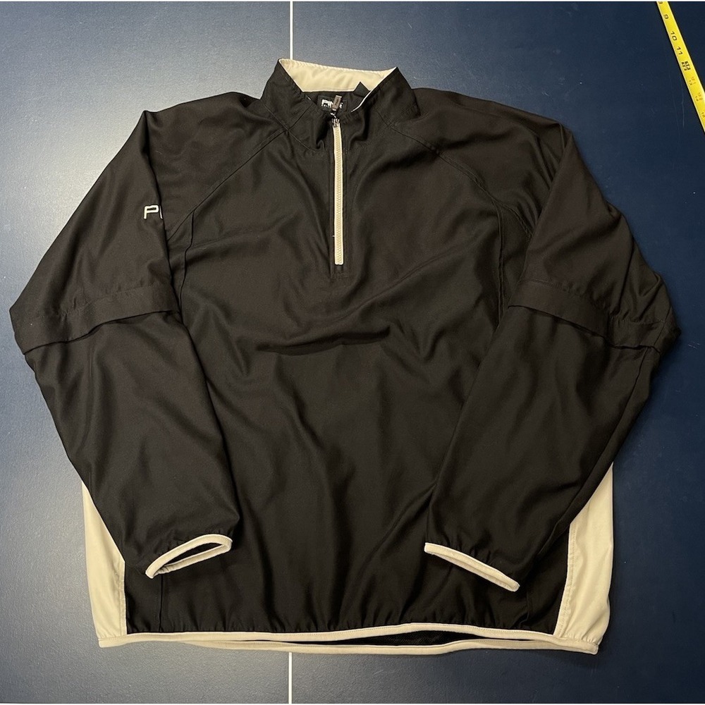 Vintage PING Black 1/4 Zip Windbreaker Zip-off Sleeves Golf Jacket XL
